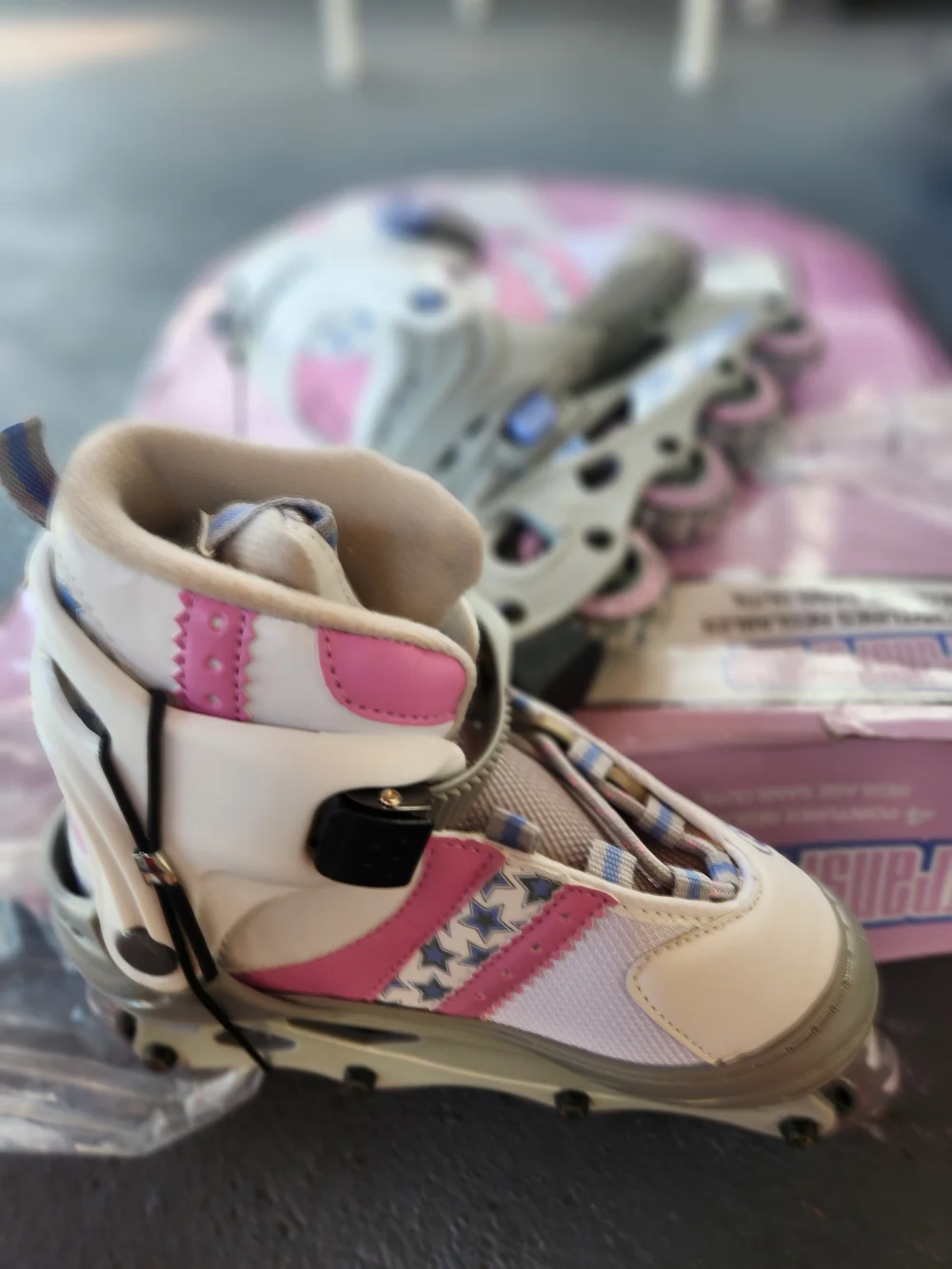 Kids Adjustable Pink and White Inline Skates